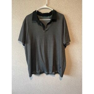 Perry Ellis Men's XXL Polo Shirt Black Gray Geometric Print‎ Short Sleeve